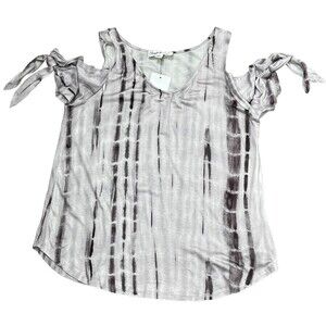 Cloud‎ Chaser NWT Tie Dye Top Small Purple Cold Shoulder Bow Sleeve Scoop Neck